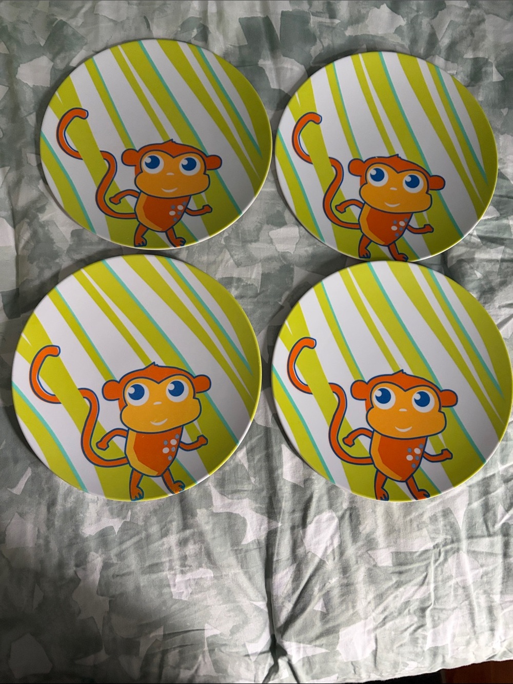 Orange Monkey Disposable Party Plates - Bright Orange Kids Plates